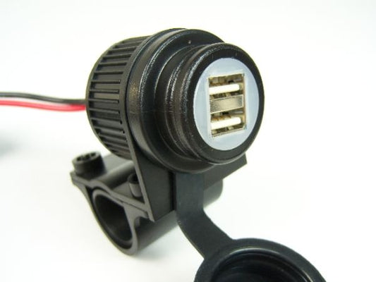 Подвійна USB-розетка для мотоциклів 12-24V, для керма 22 мм / 25 мм від Touratech.