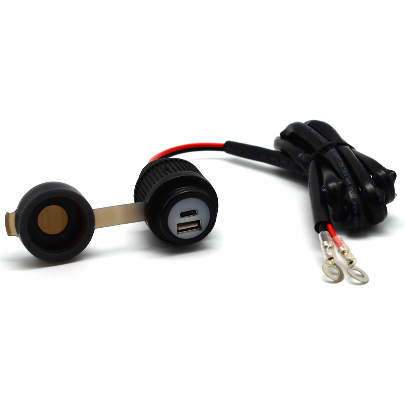 Розетка Duo USB A + C для мотоцикла 12-24 В з функцією швидкої зарядки для керма діаметром 21-25 мм від Touratech.