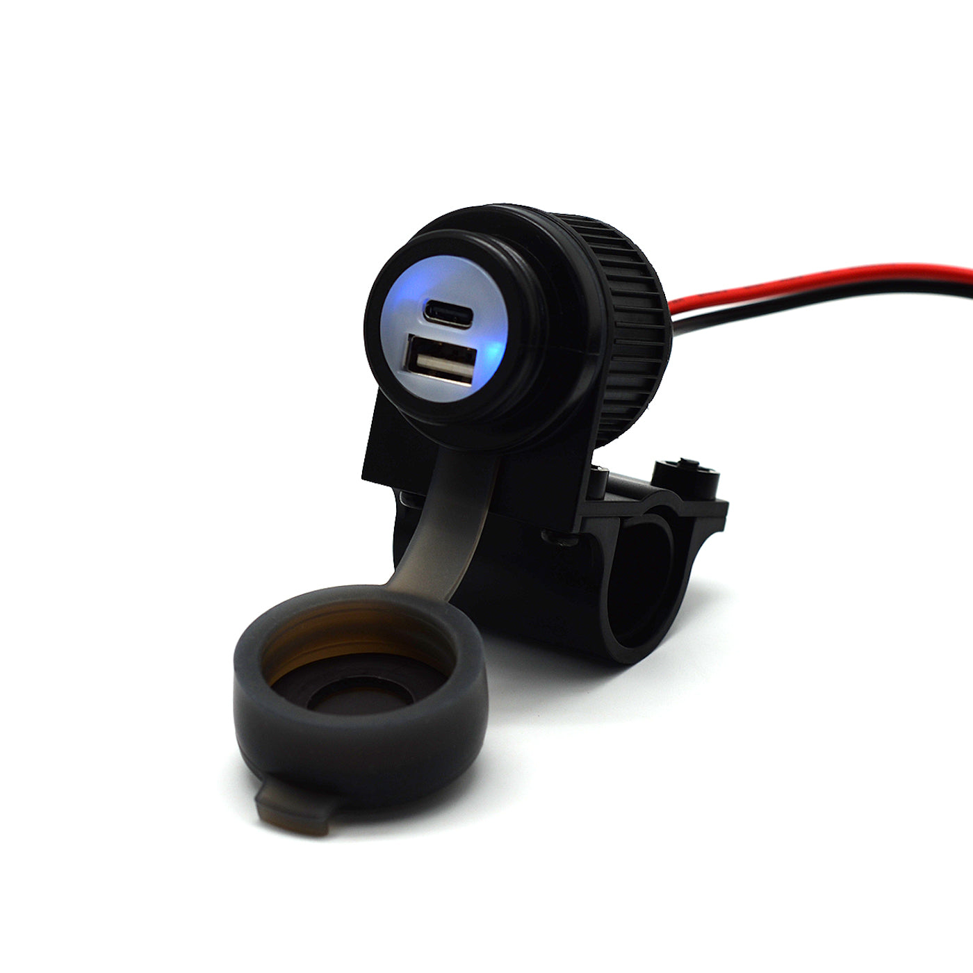 Розетка Duo USB A + C для мотоцикла 12-24 В з функцією швидкої зарядки для керма діаметром 21-25 мм від Touratech.