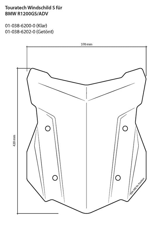 Вітрове скло Touratech, S, прозоре, для BMW R1250GS/ R1250GS Adventure/ R1200GS (LC)/ R1200GS Adventure (LC)