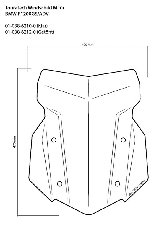 Вітрове скло Touratech, M, прозоре, для BMW R1250GS/ R1250GS Adventure/ R1200GS (LC)/ R1200GS Adventure (LC)