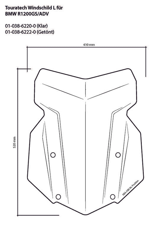 Вітрове скло Touratech, L, прозоре, для BMW R1250GS/ R1250GS Adventure/ R1200GS (LC)/ R1200GS Adventure (LC)