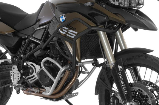 Розширення захисних дуг з нержавіючої сталі чорного кольору для BMW F700GS, F800GS 2013 року і новіших моделей від Touratech.