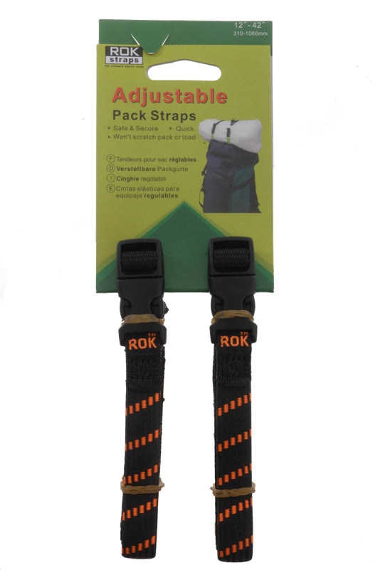 Стяжка Touratech Rokstraps Strap It™ Pack Adjustable *чорно-оранжева* 30-106 см з петлями.