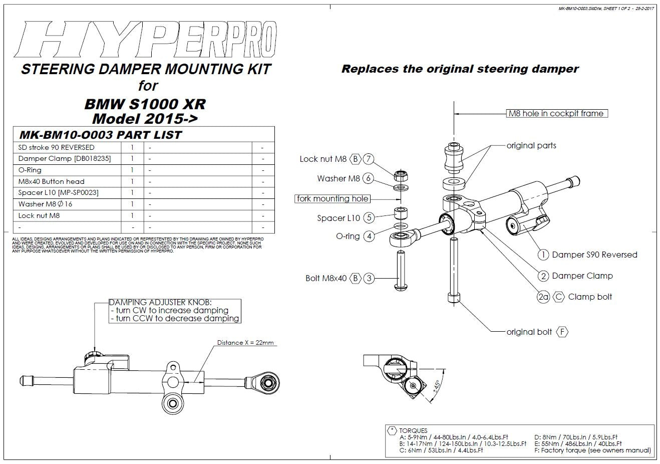 Амортизатор керма Touratech Suspension *CSC* для BMW S1000XR 2015-2019 *включно з монтажним комплектом*