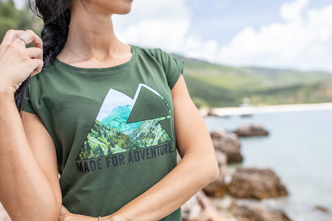 Футболка "Вид трикутника" жіноча, хакі