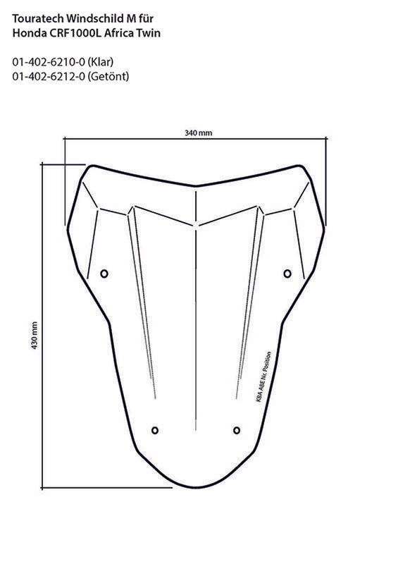 Вітрове скло Touratech, M, тоноване, для Honda CRF1000L Africa Twin/ CRF1000L Adventure Sports