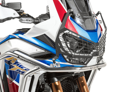 Захисна накладка на фару чорна з швидкознімним кріпленням для Honda CRF1100L Adventure Sports (-2023) "ЛИШЕ ДЛЯ ПОЗАШЛЯХОВОГО ВИКОРИСТАННЯ" від Touratech.