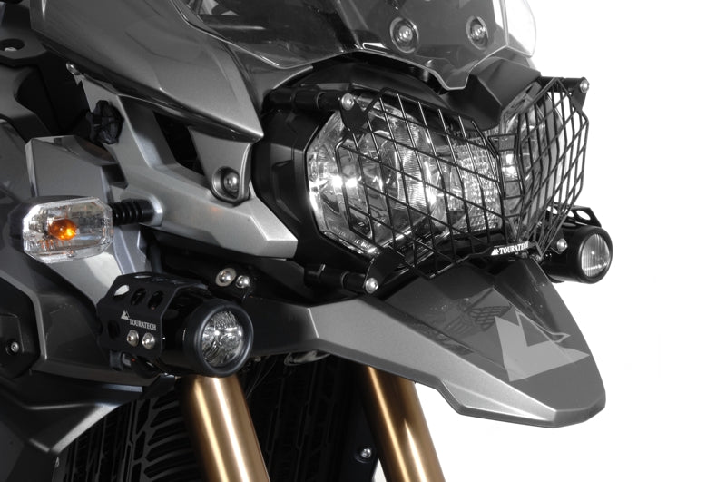 Захисна решітка для фари Touratech з нержавіючої сталі, чорна, з швидкознімним кріпленням для Triumph Tiger 800/800XC/800XCx та Tiger Explorer *ЛИШЕ ДЛЯ ПОЗАШЛЯХОВОГО ВИКОРИСТАННЯ*