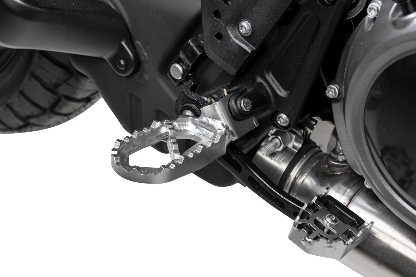 Преміальні довгі підніжки *Works*, занижені для Harley-Davidson RA1250 Pan America від Touratech.