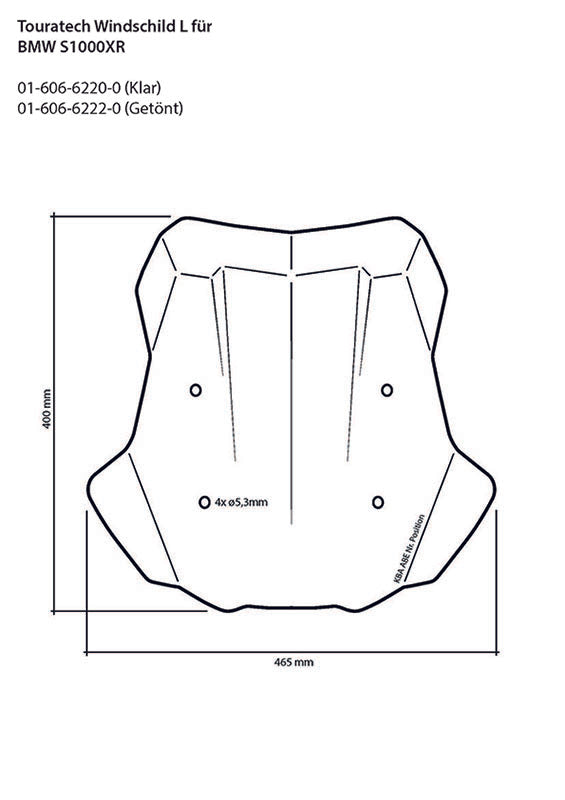 Вітрове скло Touratech, L, прозоре, для BMW S1000XR (-2020)