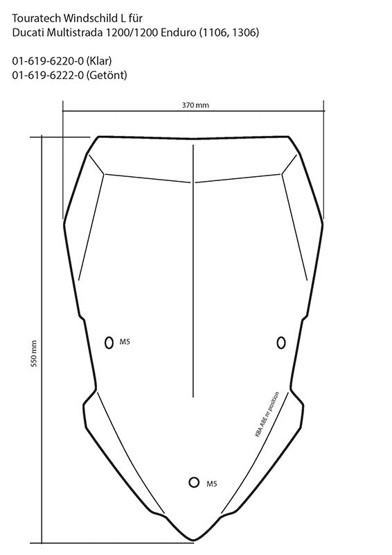 Вітрове скло Touratech, L, тоноване, для Ducati Multistrada 1200 з 2015 року, 950