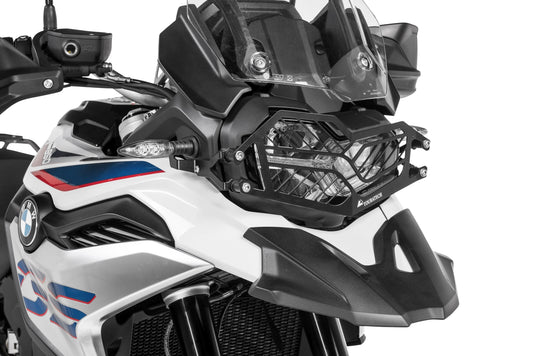 Захисна решітка для фари Touratech з нержавіючої сталі чорного кольору з швидкознімним кріпленням для BMW F850GS/ F800GS (2024-)/ F750GS *ЛИШЕ ДЛЯ ПОЗАШЛЯХОВОГО ВИКОРИСТАННЯ*