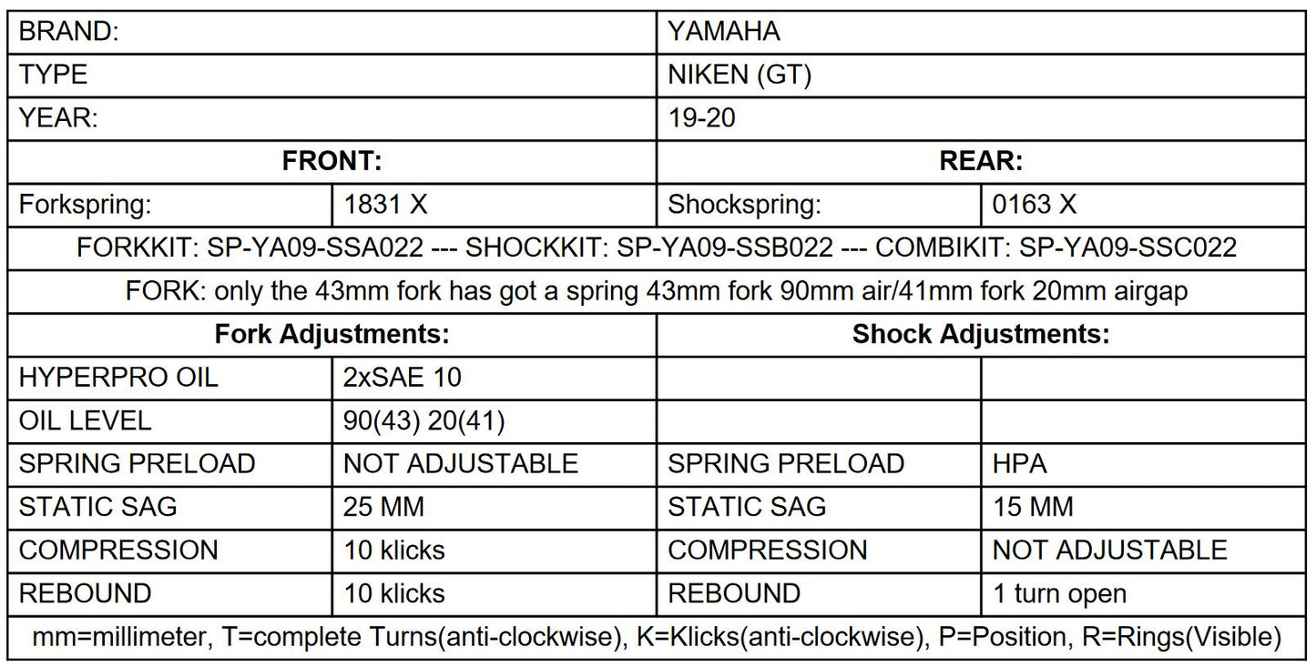 Пружини прогресивної заміни Touratech Suspension для Yamaha NIKEN (GT) 2019 - 2020