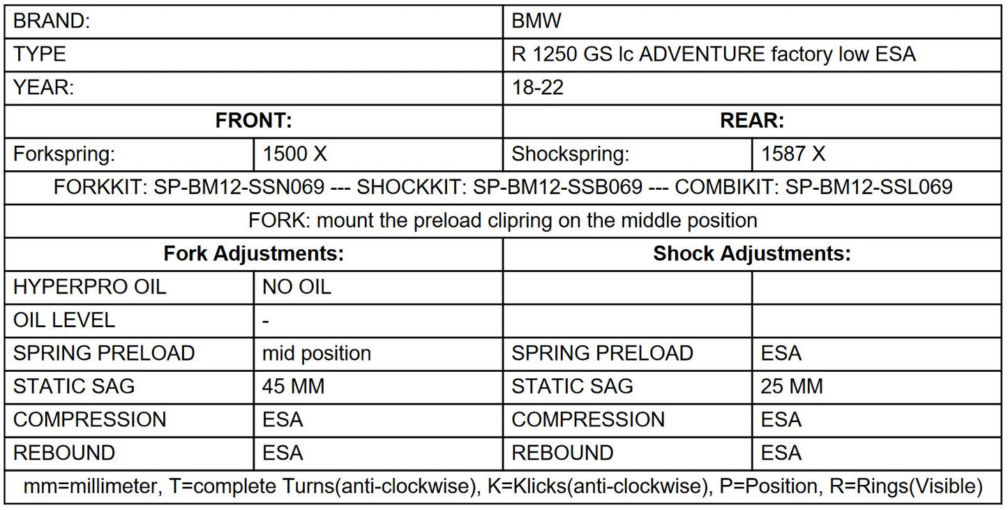 Прогресивні замінні пружини для передньої та задньої підвіски BMW R1250GS Adventure ESA 2018 - 2022 (лише з оригінальним заводським зниженням) від преміального бренду Touratech.