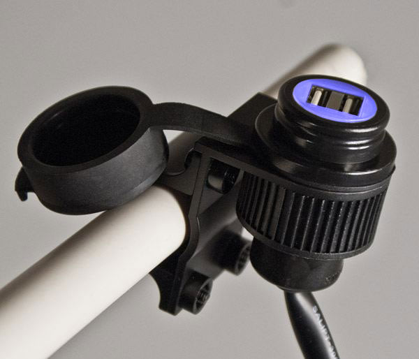 Подвійна USB-розетка для мотоциклів 12-24V, для керма 22 мм / 25 мм від Touratech.