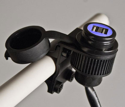 Подвійна USB-розетка для мотоциклів 12-24V, для керма 22 мм / 25 мм від Touratech.