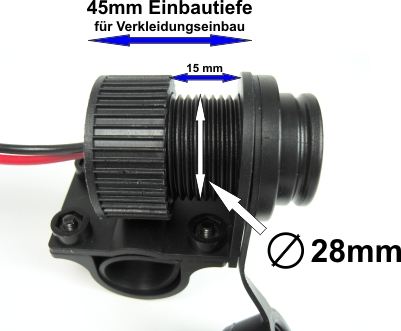 Подвійна USB-розетка для мотоциклів 12-24V, для керма 22 мм / 25 мм від Touratech.