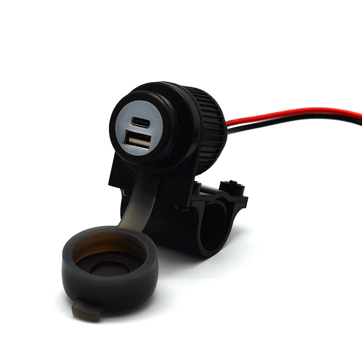 Розетка Duo USB A + C для мотоцикла 12-24 В з функцією швидкої зарядки для керма діаметром 21-25 мм від Touratech.