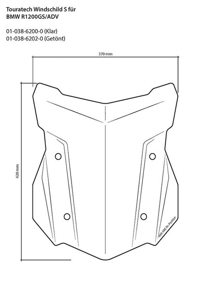 Вітрове скло Touratech, S, прозоре, для BMW R1250GS/ R1250GS Adventure/ R1200GS (LC)/ R1200GS Adventure (LC)