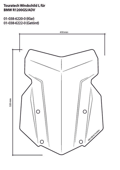 Вітрове скло Touratech, L, тоноване, для BMW R1250GS/ R1250GS Adventure/ R1200GS (LC)/ R1200GS Adventure (LC)