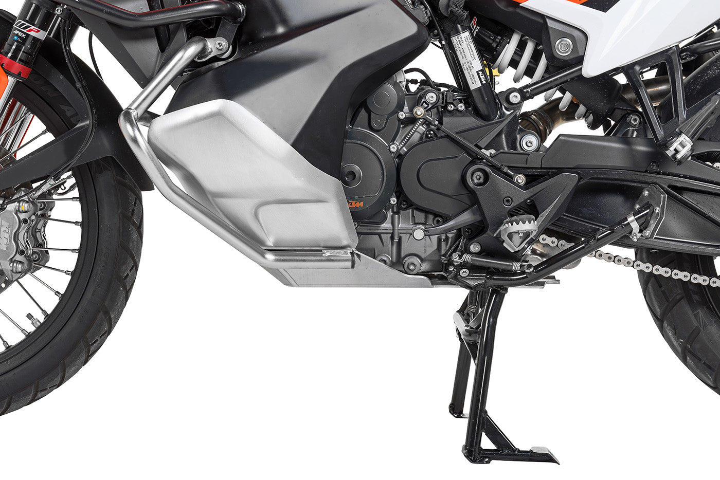 Захист двигуна RALLYE Evo, алюмінієвий для KTM 790 Adventure/790 Adventure R - центральна підставка KTM.