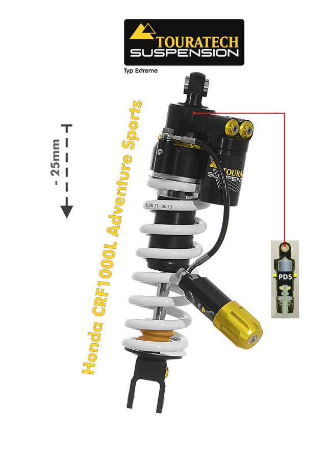 Амортизатор Touratech Suspension з пониженням (-25 мм) для Honda CRF1000L Adventure Sports з 2018 року, тип Extreme.