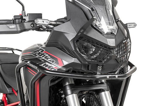 Захисна накладка на фару чорна з швидкознімним кріпленням для Honda CRF1100L Africa Twin (-2023) "ЛИШЕ ДЛЯ ПОЗАШЛЯХОВОГО ВИКОРИСТАННЯ" від Touratech.