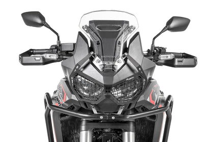 Захисна накладка на фару чорна з швидкознімним кріпленням для Honda CRF1100L Africa Twin (-2023) "ЛИШЕ ДЛЯ ПОЗАШЛЯХОВОГО ВИКОРИСТАННЯ" від Touratech.