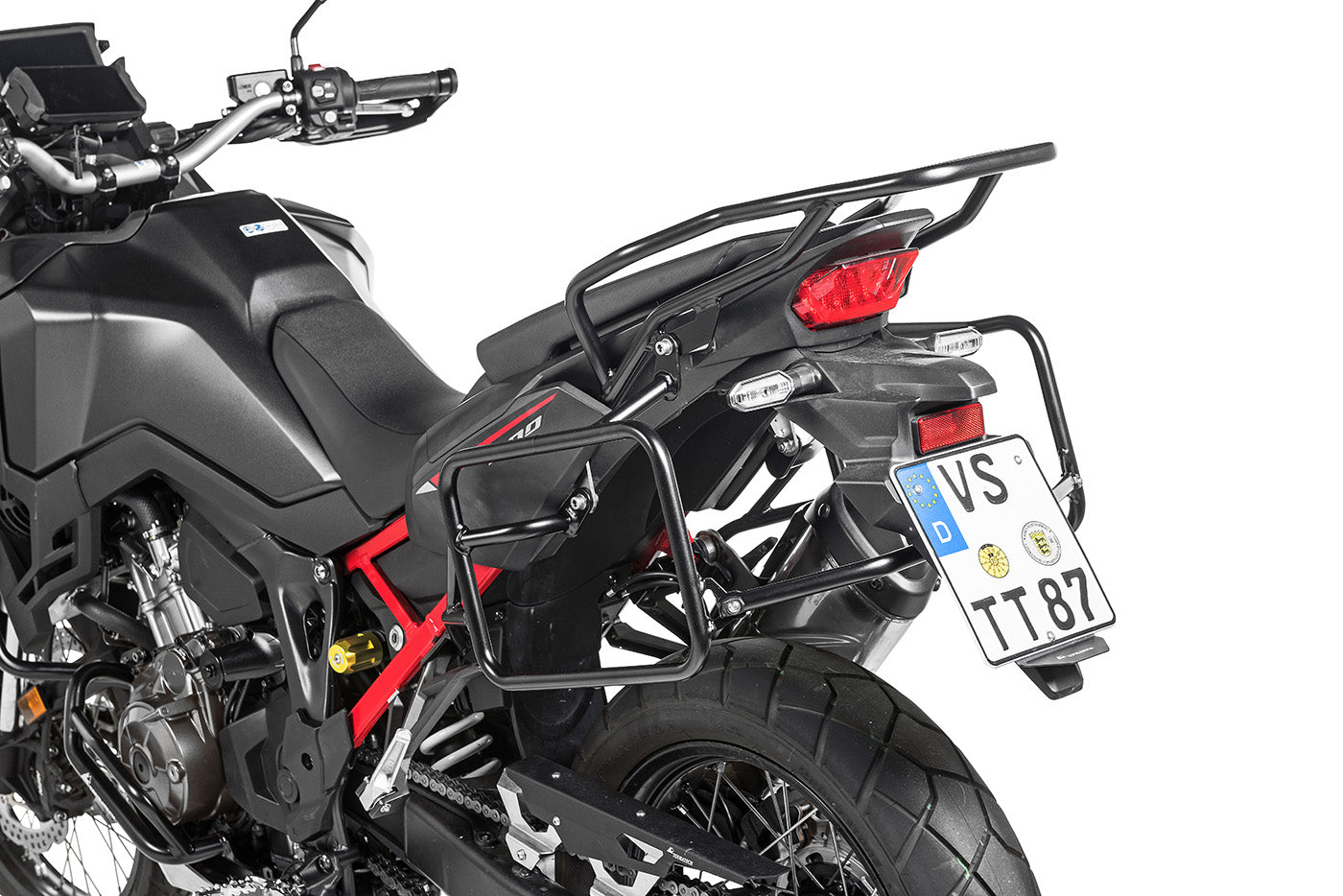 Чорний багажник з нержавіючої сталі для Honda CRF1100L Africa Twin -2021 від Touratech.
