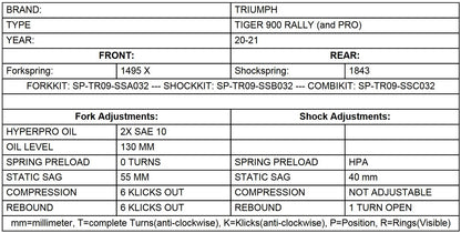 Прогресивні пружини вилки для Tiger 900 Rally / Rally Pro (2020-2024) від Touratech
