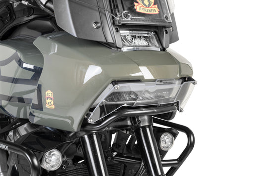 Захисне скло для фари Makrolon з швидкознімним кріпленням для Harley-Davidson RA1250 Pan America "ЛИШЕ ДЛЯ ПОЗАШЛЯХОВОГО ВИКОРИСТАННЯ" від Touratech.