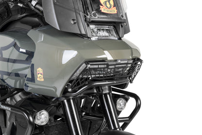 Захисна накладка на фару чорна з швидкознімним кріпленням для Harley-Davidson RA1250 Pan America "ЛИШЕ ДЛЯ ПОЗАШЛЯХОВОГО ВИКОРИСТАННЯ" від Touratech.