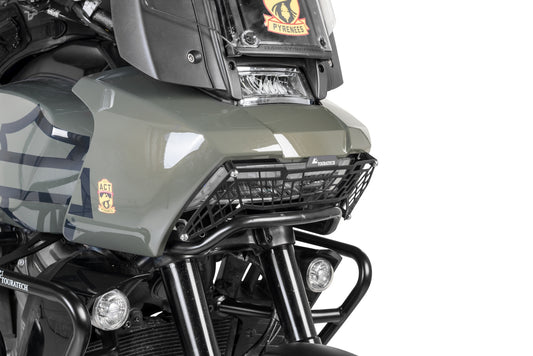 Захисна накладка на фару чорна з швидкознімним кріпленням для Harley-Davidson RA1250 Pan America "ЛИШЕ ДЛЯ ПОЗАШЛЯХОВОГО ВИКОРИСТАННЯ" від Touratech.