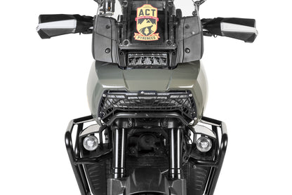 Захисна накладка на фару чорна з швидкознімним кріпленням для Harley-Davidson RA1250 Pan America "ЛИШЕ ДЛЯ ПОЗАШЛЯХОВОГО ВИКОРИСТАННЯ" від Touratech.