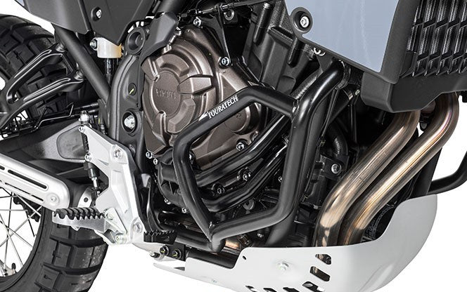 Захисні дуги двигуна з нержавіючої сталі чорного кольору для Yamaha Tenere 700 від Touratech.