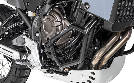 Захисні дуги двигуна з нержавіючої сталі чорного кольору для Yamaha Tenere 700 від Touratech.
