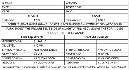 Прогресивні пружини заміни для оригінального амортизатора, для Yamaha Tenere 700 з 2019 року